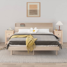 Bedside Cabinet Set of 2 Pine wood Solid pinewood Mediu...