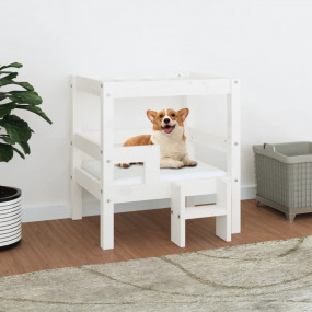 Dog Bed White Solid pine wood 21.9 x 21.1 x 23.6 in Sim...