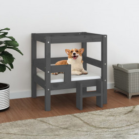 Dog Bed Gray Solid pinewood 21.9 x 21.1 x 23.6 in Durab...