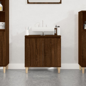 Sink Cabinet Brown Oak Engineered Wood, Solid Eucalyptu...