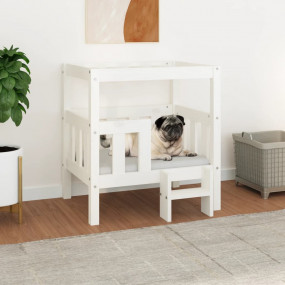 Dog Bed White Solid Pine Wood Medium Sturdy Dog Bed Rec...