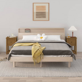 Bedside Cabinet Set of 2 Honey brown Solid pine wood St...