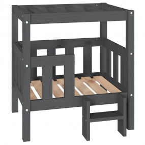 Dog Bed Grey Solid Pine Wood Medium Durable Rectangular