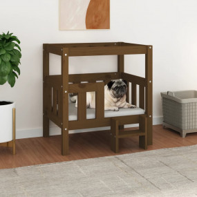 Dog Bed Honey brown Solid pine wood Small Durable Dog B...