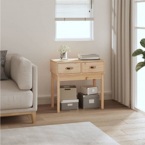 Console Table Light Brown Solid Pine Wood 30.1x15.7x29....