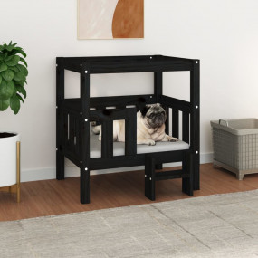 Dog Bed Black Solid Pine Wood Medium Durable Dog Bed