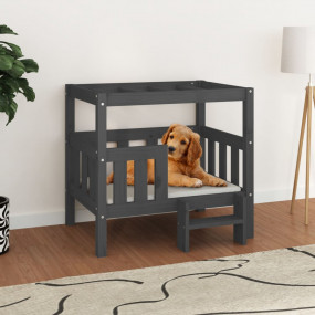 Dog Bed Grey Solid Pine Wood Medium Durable Dog Bed