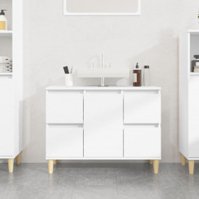 Sink Cabinet White Engineered wood, Eucalyptus wood Med...