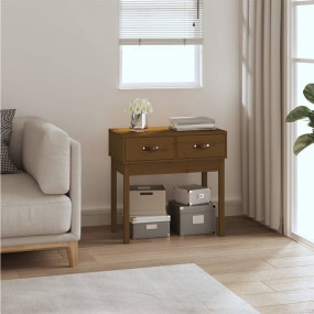 Console Table Honey Brown Solid Pine Wood Medium Consol...