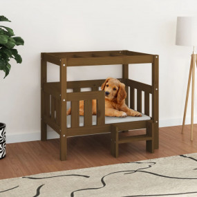 Dog Bed Honey Brown Solid Pine Wood 29.7x25.0x27.6 in