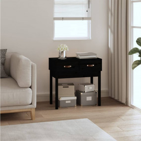 Console Table Black Solid Pine Wood 30.1 x 15.7 x 29.5 ...