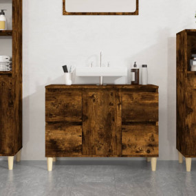 Sink Cabinet Smoked Oak Engineered wood, solid eucalypt...