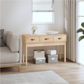 Console Table Wooden Brown Solid Pine Wood