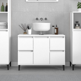 Sink Cabinet White Engineered wood, metal Medium Sink C...