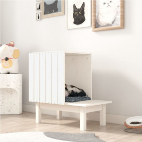 Cat House White Solid Pine Wood Medium Durable Cat Hous...