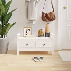 Hall Bench White Solid pine wood Medium Hall Bench Rect...