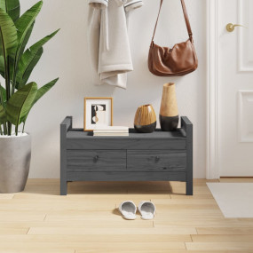 Hall Bench Grey Solid Pinewood Compact Hall Bench Recta...