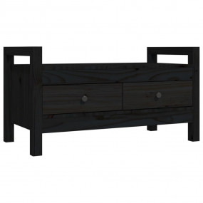 Hall Bench Black Solid pine wood Medium Hall Bench Rect...