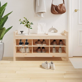 Hall Bench Natural Pine Solid Pine Wood Medium Entryway...