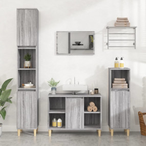 Sink Cabinet Gray sonoma Engineered wood, solid eucalyp...