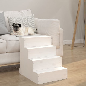 Pet Stair White Solid Pine Wood Medium Durable Pet Stai...