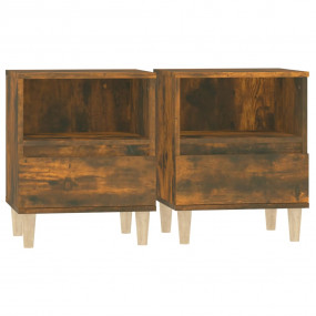 Bedside Cabinet Set of 2 Smoked oak