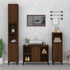 Sink Cabinet Brown Oak Engineered Wood Medium