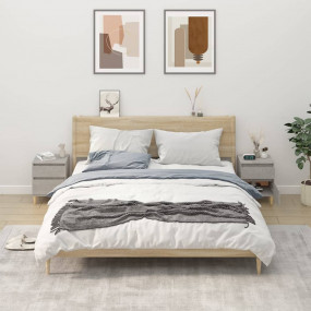 Bedside Cabinet Set of 2 Concrete Grey