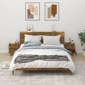 Bedside Cabinet Set of 2 Smoked oak