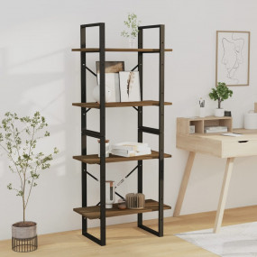 Book Cabinet Brown oak Engineered wood and metal Medium