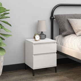 Bedside Cabinet High gloss white Engineered wood, metal...