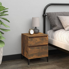 Bedside Cabinet Smoked Oak Engineered wood, Metal