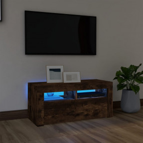 TV Cabinet Smoked Oak Engineered wood TV Cabinet Rectan...