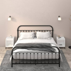 Bedside Cabinet Set of 2 White Engineered wood, metal S...