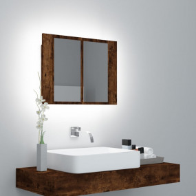 LED Mirror Cabinet Smoked oak Engineered wood 23.6 x 4....
