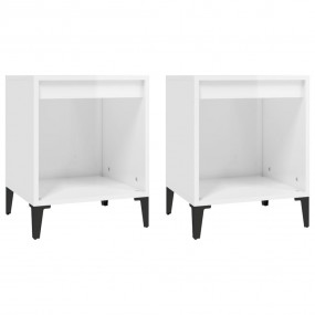 Bedside Cabinet Set of 2 High gloss white Engineered wo...