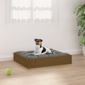 Dog Bed Honey Brown Solid Pine Wood 20.3 x 17.3 x 3.5 i...