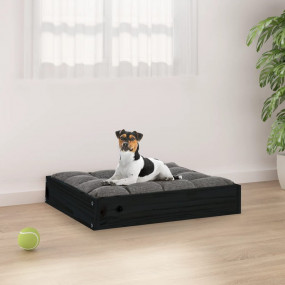 Dog Bed Black Solid pine wood 20.3 x 17.3 x 3.5 in Dura...
