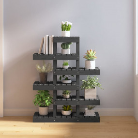 Plant Stand Grey Solid pine wood Medium Decorative Inla...