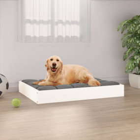 Dog Bed White Solid pine wood 28.1 x 21.3 in Simple Dog...