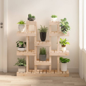 Plant Stand Brown Solid Pine Wood
