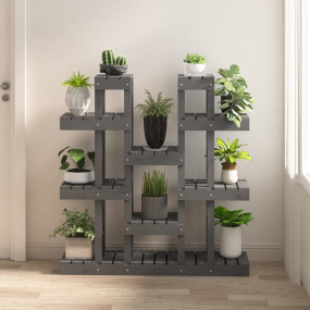 Plant Stand Grey Solid pine wood Medium Decorative Inla...