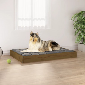 Dog Bed Honey Brown Solid Pine Wood 36.0 x 25.2 x 3.5 i...