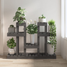 Plant Stand Grey Solid Pine Wood Medium Plant Stand Rec...