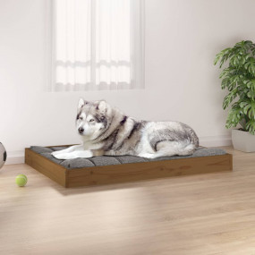 Dog Bed Honey Brown Solid Pine Wood 40.0 x 29.1 x 3.5 i...