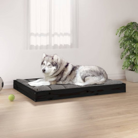 Dog Bed Black Solid pine wood 40.0 x 29.1 x 3.5 in Dura...
