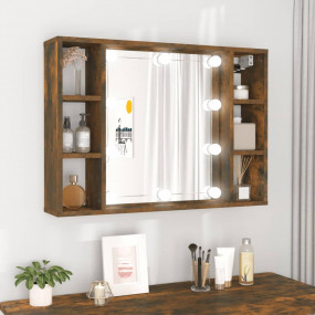 Mirror Cabinet Smoked Oak Engineered Wood, Acrylic Medi...