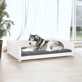 Dog Bed White Solid Pine Wood 41.5 x 29.7 x 11.0 in Min...