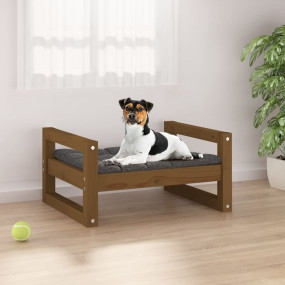 Dog Bed Honey brown Solid pine wood 21.9x17.9x11.0 in M...