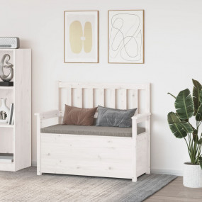 Bench White Solid Pine Wood Medium Bench Rectangular Du...